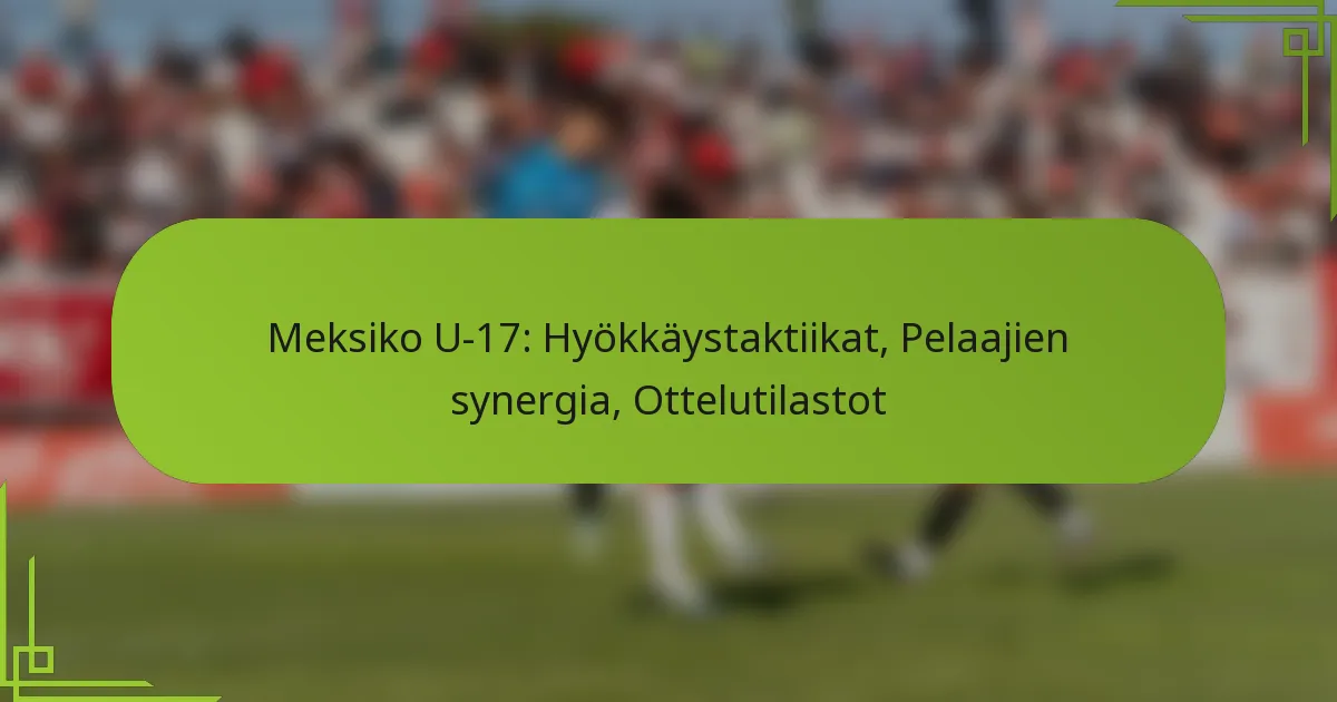 Meksiko U-17: Hyökkäystaktiikat, Pelaajien synergia, Ottelutilastot